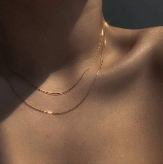 Minimalist Double Layer Chain Necklace - Delicate and elegant design, simple but stylish style, perfect gift for women, daily wear jewelry
