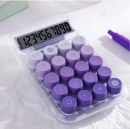 High-quality, very attractive 'dopamine' gradient color round mechanical key calculator, suitable for students and office workers, goddess style for back to school
