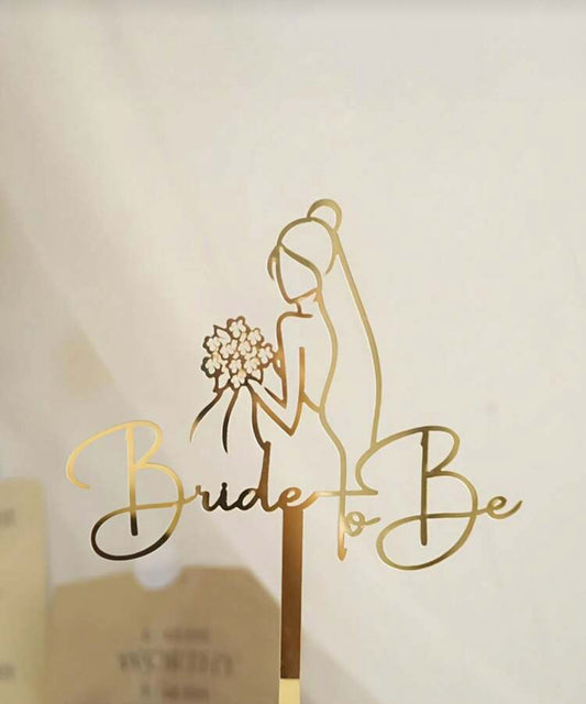1pc Elegant Bride To Be Cake Topper - Wedding, Anniversary, Bridal Shower Decoration - Bride Silhouette With Floral Accents - Durable Acrylic Cake Decor For Bachelorette Party, Birthday - No Assembly Needed, Bridesmaid Gifts, Sophisticated Design