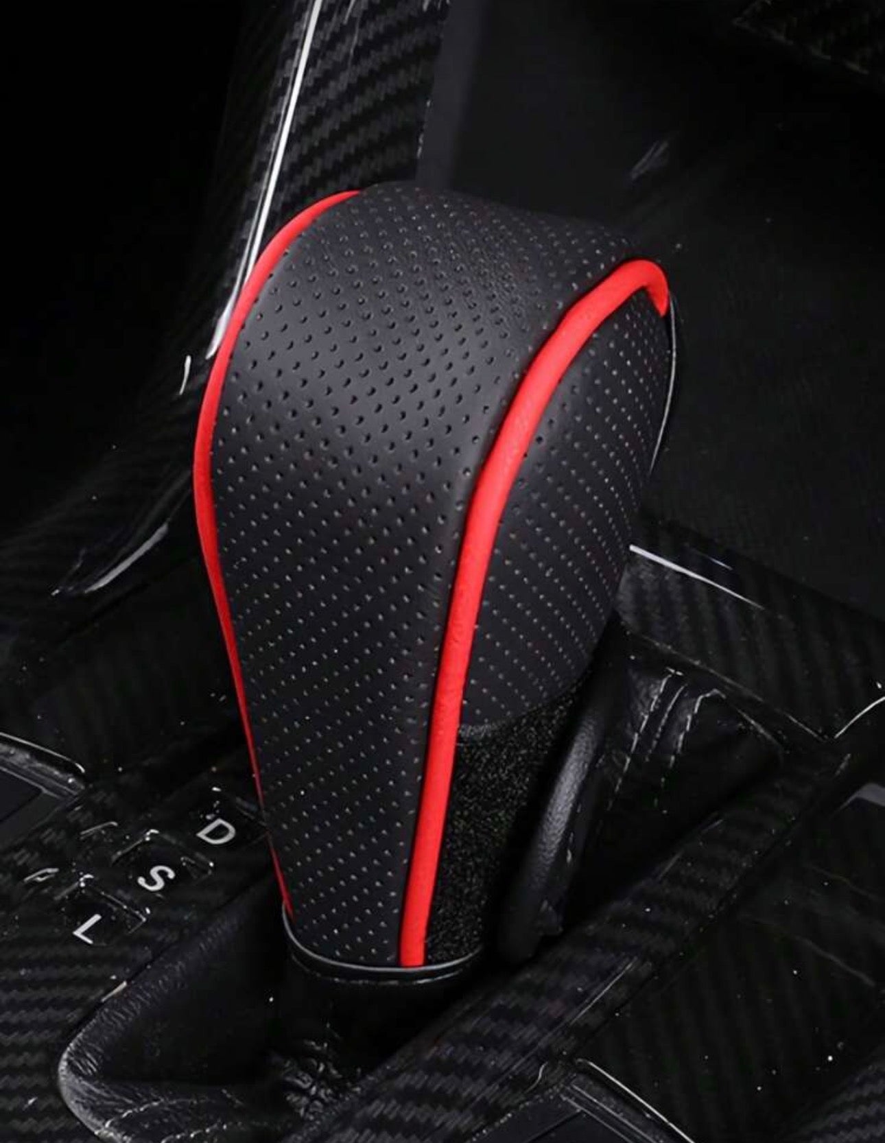 1pc Car Gear Shift Knob Cover, PU Leather Anti-Slip Protective Case, Auto Interior Accessories Decorations