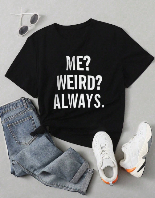 SHEIN LUNE Women's Letter Print Short Sleeve T-Shirt: "I MISS ALWAYS"