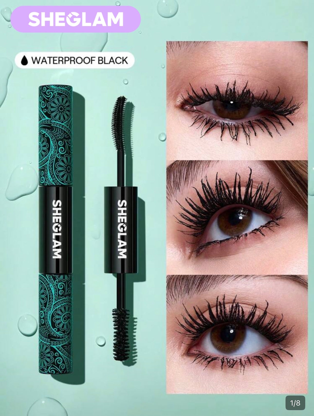 SHEGLAM All-In-One Volume & Length Mascara 2 In 1 Waterproof Volumizing Dual-Ended Brush Lengthening Curling Thick Lash Lifting Long Lasting Mascara Eye Makeupmascara