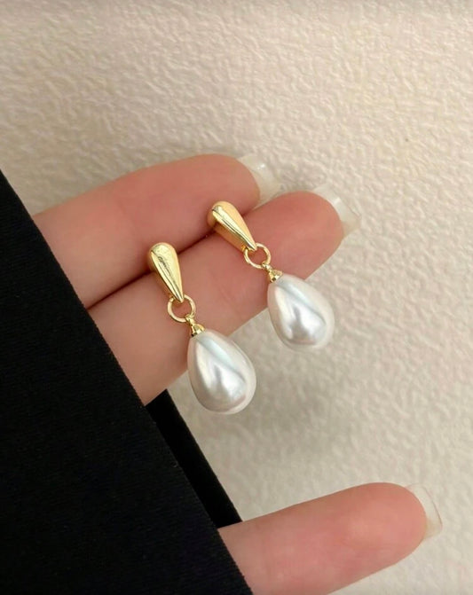 1pair Fashionable & Elegant Faux Pearl Drop Earrings In Simple Teardrop Design, Perfect For Parties And As A Versatile Gift For Women