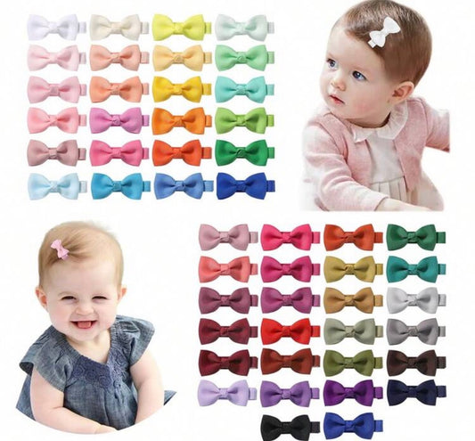 10 Pieces Random Color Baby Girls Hair Clips Fully Lined Non Slip For Fine Hair Tiny 2" Hair Bows Clips Baby Barrettes For Girls Infants Toddler