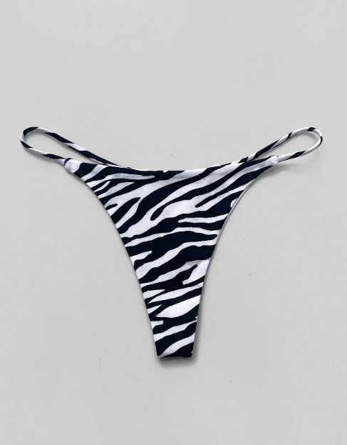 1 Piece Women's Low Waist Double Layer T-Back Bikini and Thong Set