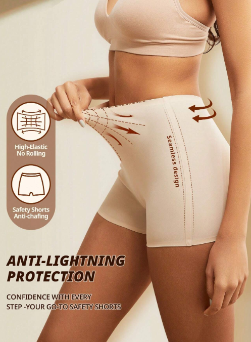 FLARIXA 1 Piece Women's High Waist Seamless Boxer Briefs Boy Shorts Soft Underwear Under Skirts Comfy Casual Underpants No Roll Up Non See-Through Lingerie Shorts