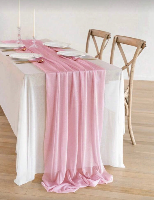 1pc Light Pink Tulle Table Runner, Pink Theme Birthday Decoration, Dining Table Centerpiece, Wedding Decoration, Light Pink Tablecloth, Winter Decoration, Wedding Tulle, Christmas Decoration, Christmas Table Runner, Christmas Room Decoration, Christm