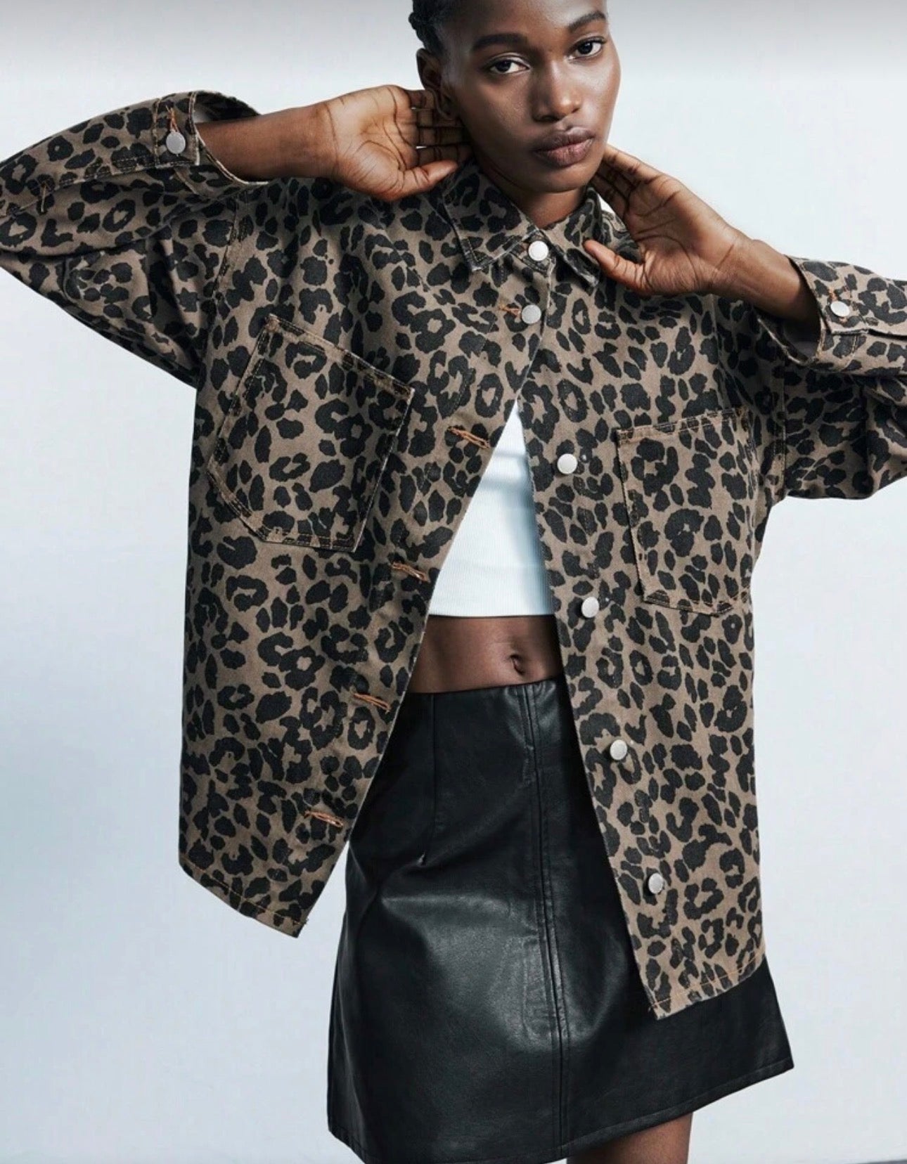 Maija Women's Leopard Print 2K Vintage Denim Jacket Western Autumn New Styles 2000s