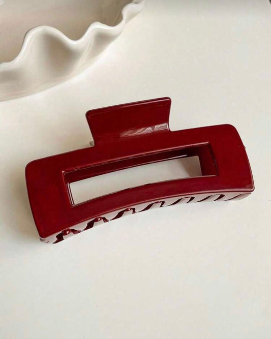 1pc Versatile Burgundy Rectangular Hair Claw - Suitable For Daily, Commute, Holidays, And The Best Gift Fashion Hair Clip Elegant Hair Accessories Casual Hair Clutch Elegant Claw Clip Summer Beach Vacay Vacay Hair Clips,Festival,Party