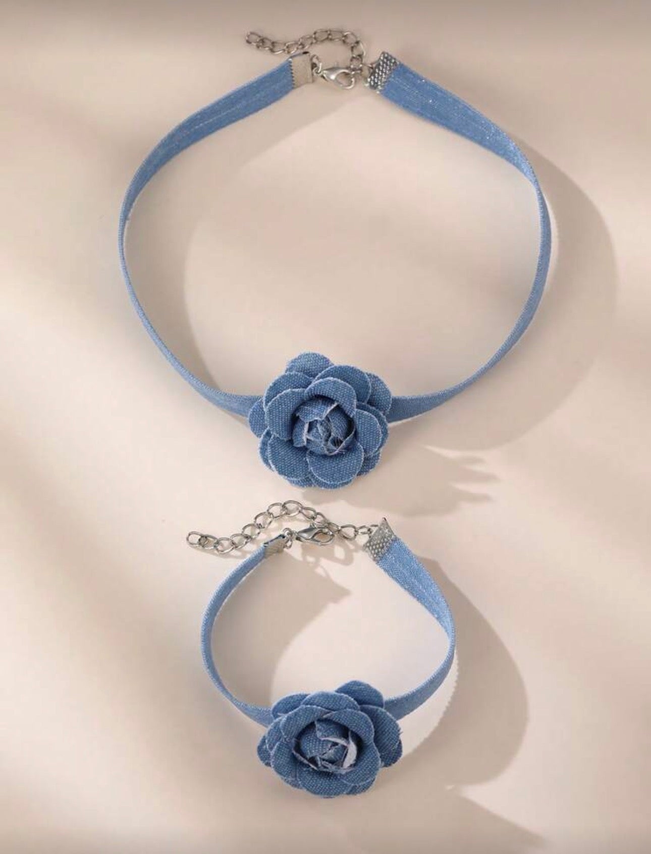 2pcs/Set Girls Flower Necklace And Bracelet Set