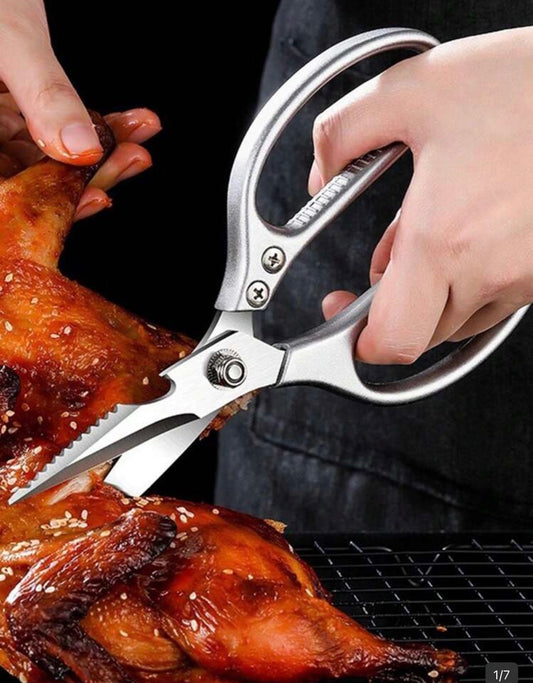 1pc Kitchen Scissors, Stainless Steel Multifunctional Food Shears, Ultra Sharp Utility For Meat Fish Chicken Pizza Salad BBQ, Heavy Duty