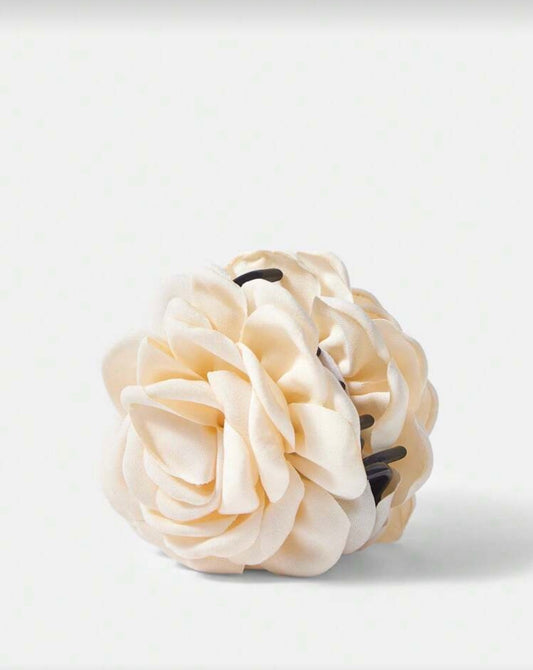 Maija 1pc Women's 9cm Beige Multilayer Fabric Rose Flower Hair Clip Elegant Hair Jaw Claw For Daily Use Boho Hair Clips