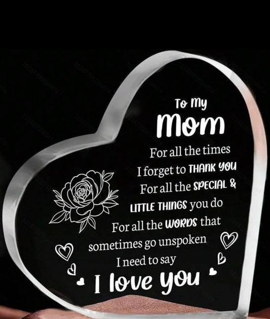 1pc Acrylic 'i Love You Mom' Commemorative Item, Mother's Day Birthday Present, Lovely Decoration Gift For Mom
