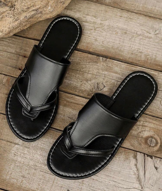 Women's Flip Flops, Fashionable Black Flat Open Toe Sandals, Comfortable Lightweight Summer PU Leather Slip-On Slippers, Suitable For Daily Wear, Outdoor Walking, Beach Vacation, Classic Women Casual Thong Sandals