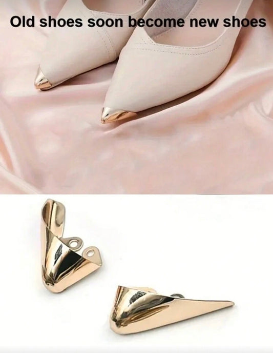 1pair Women's High Heels Tip Protectors, Anti-Scratch Shoe Toe Shields, Invisible Decoration, Metal Caps, Elegant Shoes Accessories For Spring Summer, Gift Ideas