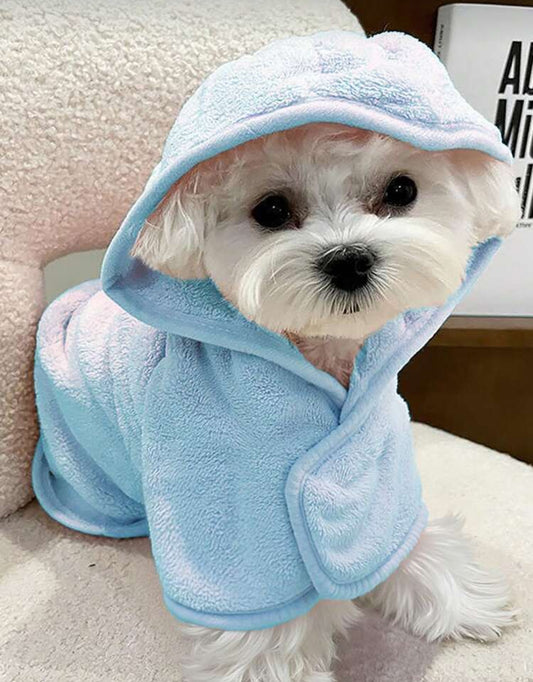 1pc Quick Drying Pet Bathrobe, Hooded Design, Adjustable Belt, Plush Soft Fabric, Super Absorbent, Puppy Towels, Cat Towels, Dog Towels, Pets Robes For Bath After Shower, Pet Supplies, Dog Accessories