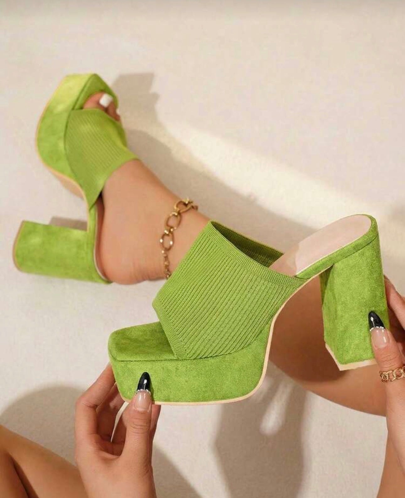 planare New Women's Thick Sole Chunky Heel Sandals, Slip-On Comfortable & Lightweight, Dopamine Color, Suitable For Casual, Daily, Party, Pool Matching In Summer,Platform Heels