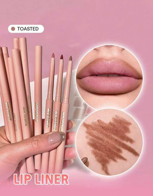 SHEGLAM So Lippy Lip Liner-Toasted Creamy Matte Lip Liner Pencil High Pigment Not Easy To Fade Silky Smooth Matte Contour Tint Lip Makeup Lip Combo