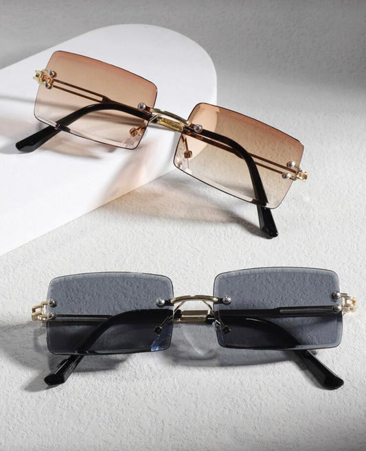 2 Pairs Of Fashionable Metal Rimless Square Eyeglasses For Summer Beach Vacation,Outdoor,Travel