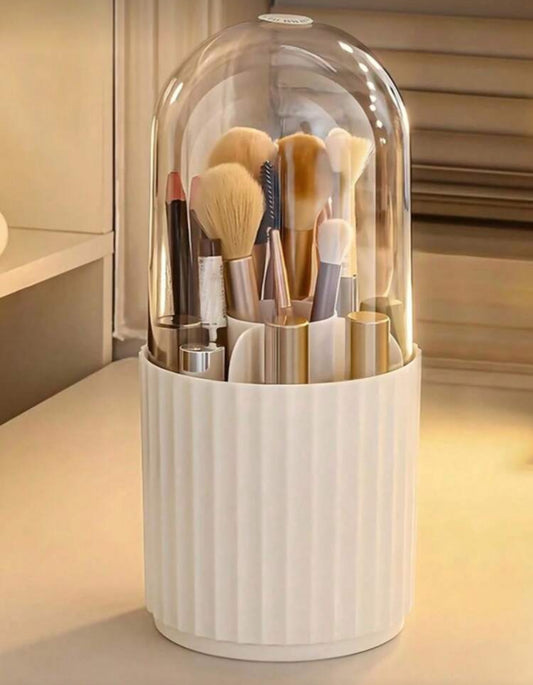 Makeup Brush Storage Box, 1pc, 360 Degree Rotating Makeup Brush Storage Box, Cosmetic Storage Organizer, Suitable For Room, Bathroom, Home, Travel Supplies, Gift For Mom, Dad, Men, Friends, Teachers, Birthday Gift, Wedding Gift, Office Desk, Shelf, Access