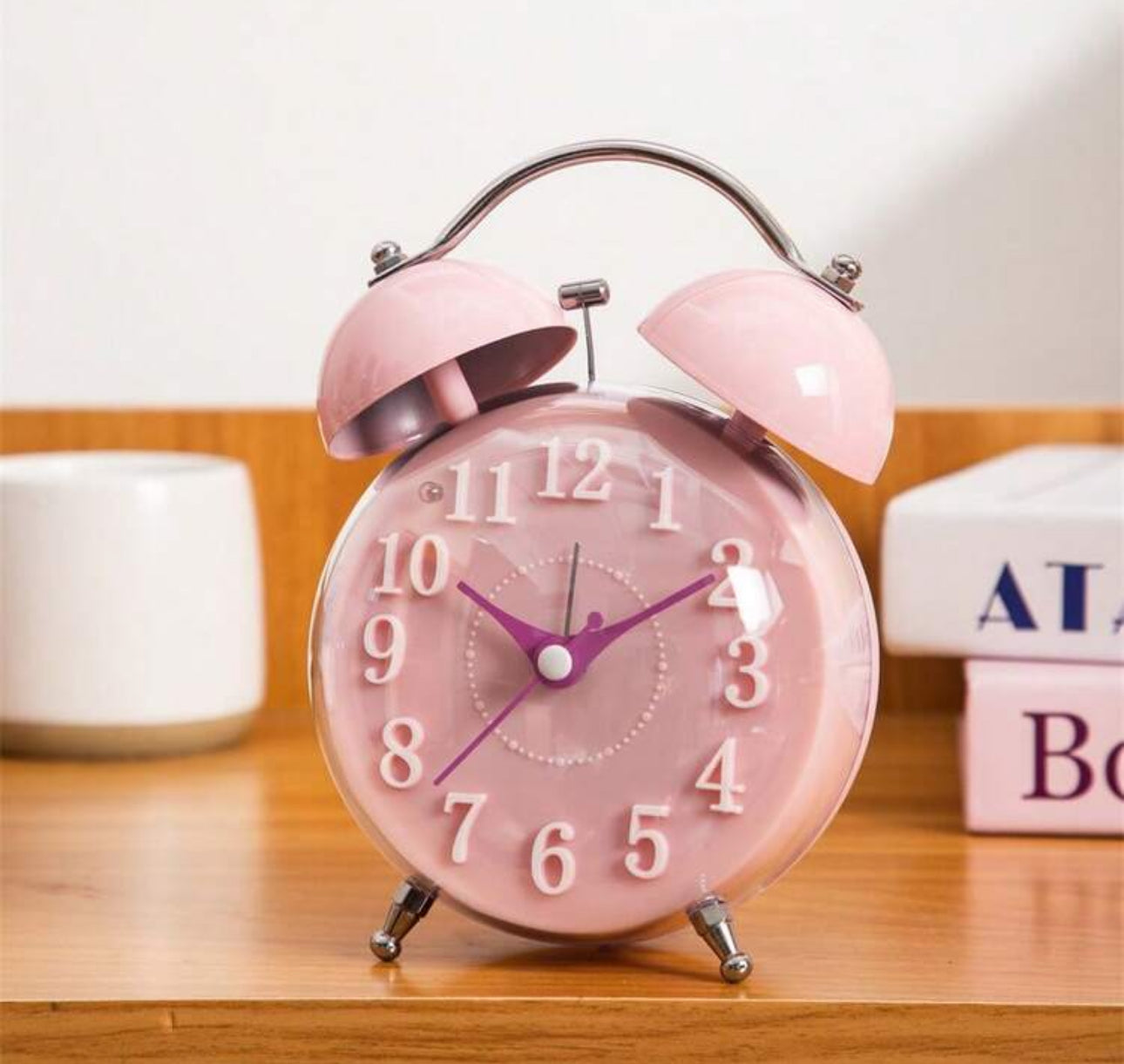 RUISUNG 1pc 4-Inch 3D Spherical Simulated Alarm Clock, Minimalist Design, Large Digital Display, Super Quiet, With Night Light, Metal & ABS Material, Suitable For Bedroom, Living Room, Office And Room Decor, Ideal For Students, Elderly, Heavy Sleepers, Pe
