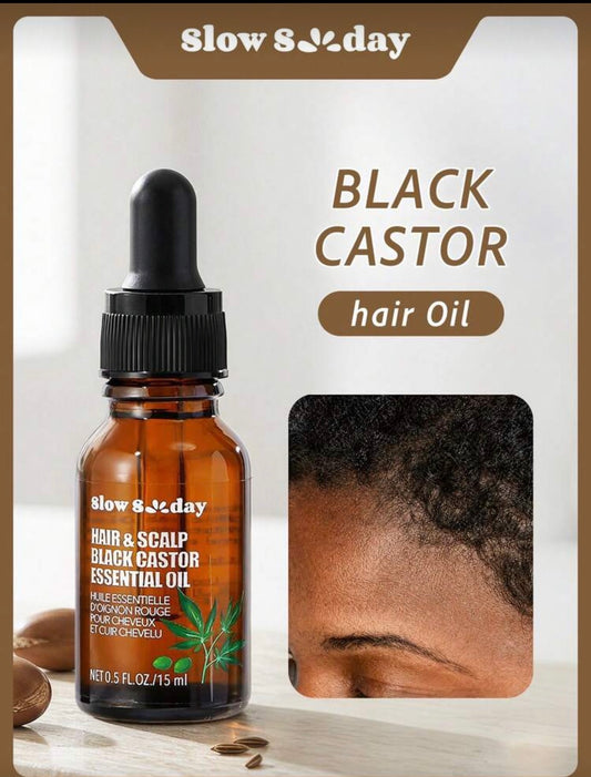 Slow Sunday Hair & Scalp Black Castor Essential Oil, Black Castor, Strengthen Hair, Intensive Scalp Care, Suitable For All Hair Types, Good Choice For Vacation, Beach, Travel Essentials, Suitable For Summer Hair Care