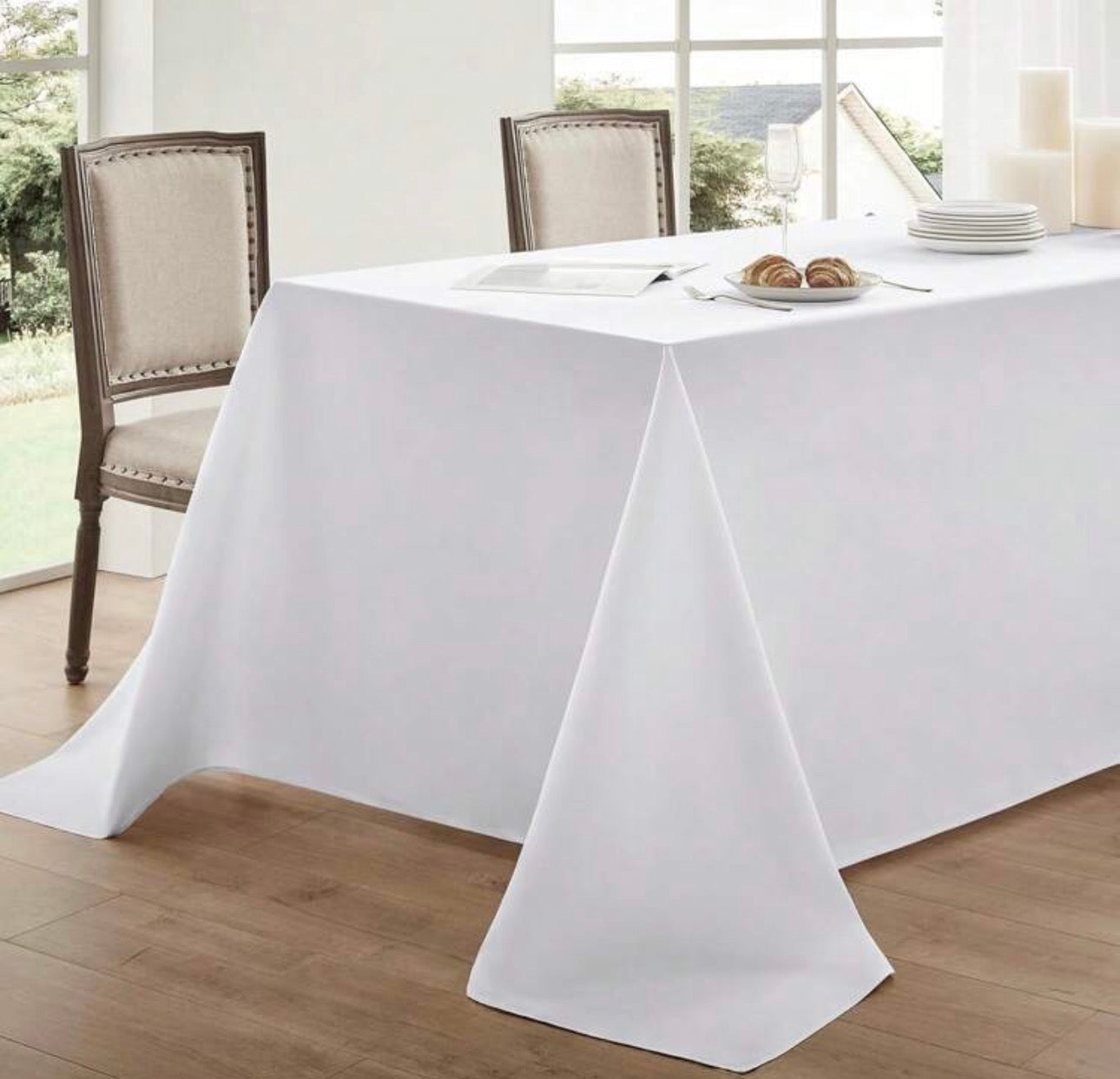 1/2 Set White Rectangular Tablecloths, 60 X 102 Inches, Elegant & Durable - Spill-Proof, Wrinkle-Resistant, Washable Polyester Tablecloths, Suitable For Dining Tables, Buffet Parties, Camping, Restaurants, Holidays, Non-Wedding Events, Indoor & Outdoor De