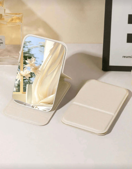 4pcs - Folding Makeup Mirror, Portable Handheld Makeup Mirror, Minimalist Makeup Mirror, Suitable For Dorm And Desk, Foldable, For Makeup, Affordable, Room Decor, Vanity, Travel, Bedroom, Makeup Accessories, Mirror, Makeup Mirror, Mini Mirror, Portable Mi