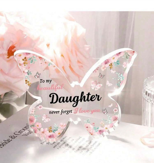1pc Decorative Craft Gift, Cute Birthday Gift For Daughter, Acrylic Butterfly Shaped Souvenir, Birthday/Graduation Gift From Parents To Lovely Daughter