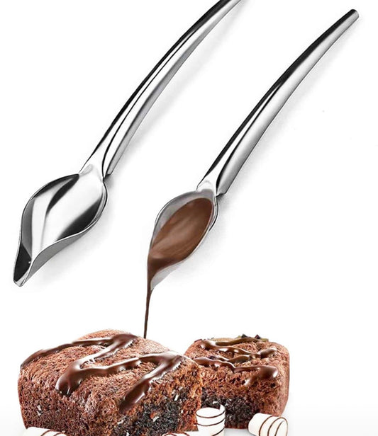 1pc Stainless Steel Chocolate Spoon,Cake Baking DIY Tool Cake Decoration Filter Spoon, For Baking