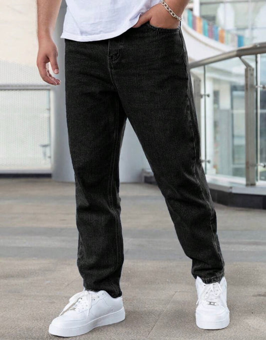 Men's Casual Loose Fit Straight Leg Jeans With Pockets