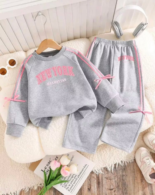 Toddler Letter Print Warm Crew Neck Sweatshirt And Pants Set
