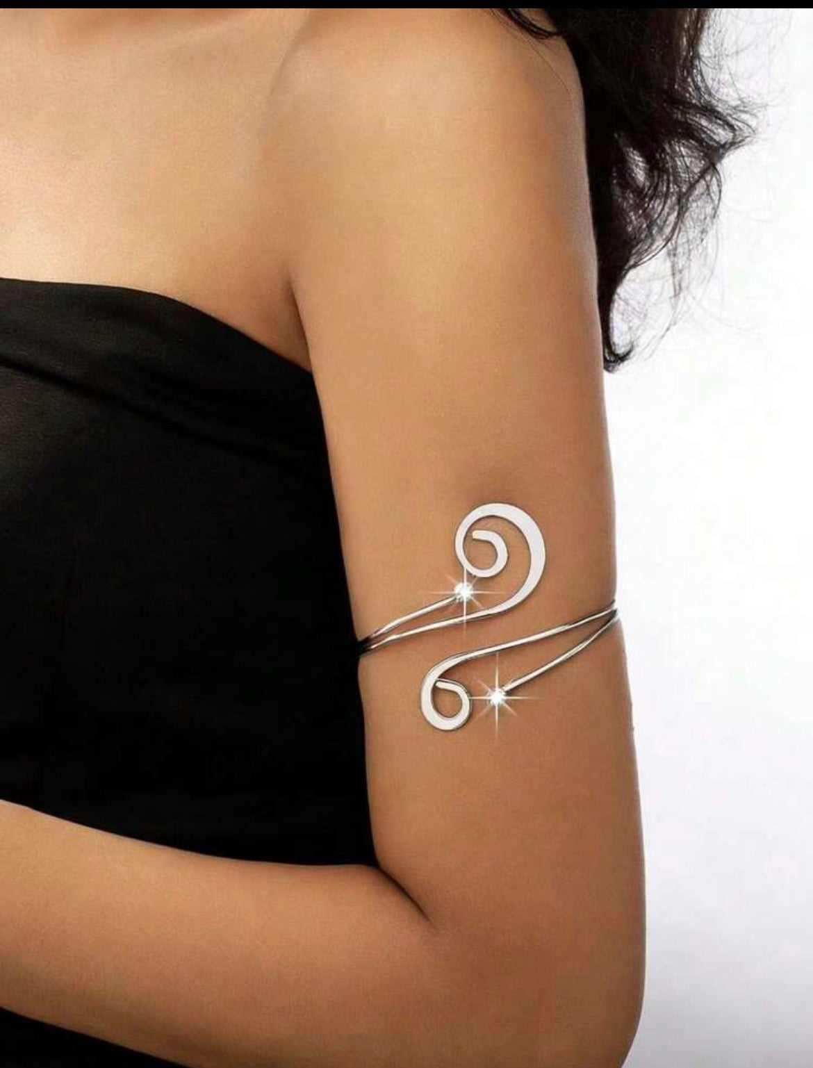 Women's Silver Double Tail Rhinestone Bangle Bracelet