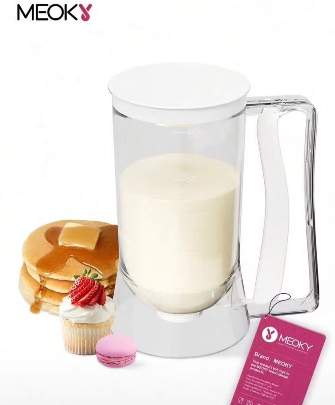 Meoky Pancake Batter Dispenser With Measurement Markings, Baking Tool For Precise Portion Control Of Pancakes, Cupcakes, Waffles And Cakes, Kitchen Measuring Dispenser