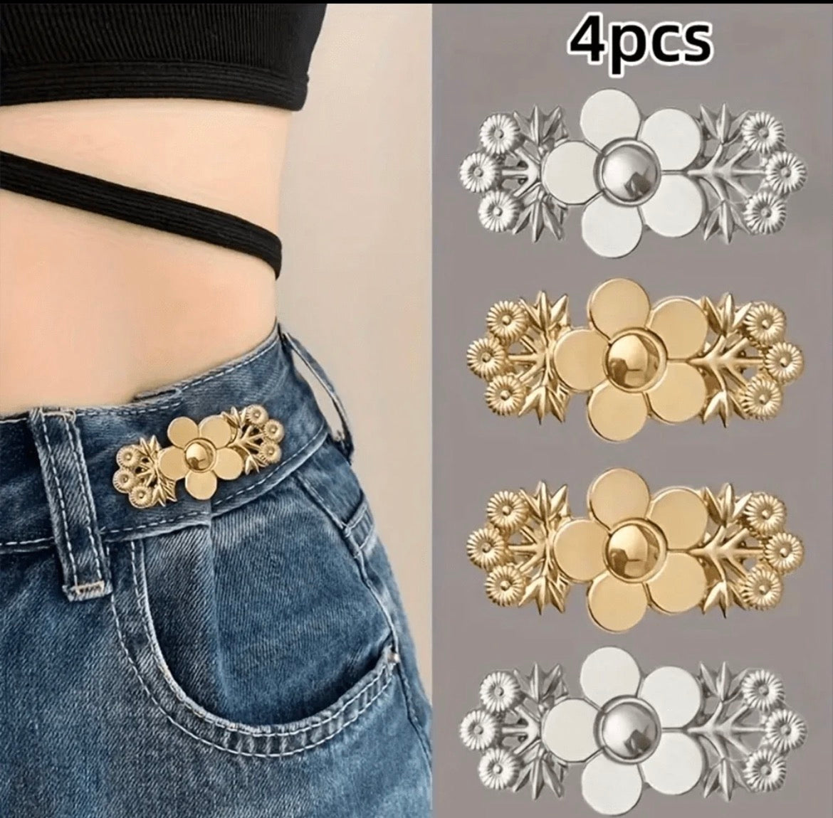4pcs Waist Cincher Button, No-Nail No-Sew Waist Tightening Tool