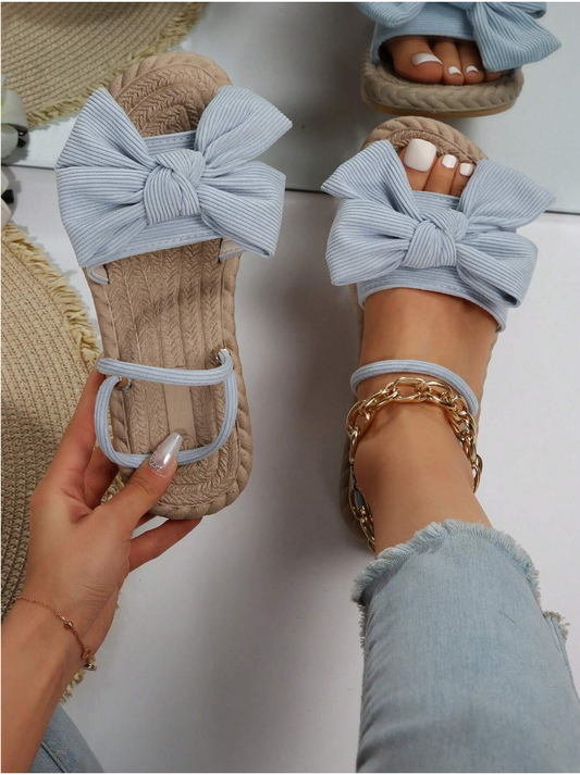 Bowknot 2-Way Wear Slippers For Women, Summer Outside Wear, Thick Sole, Versatile, Fairy Style Suitable With Dresses, New 2024 Collection Valentines