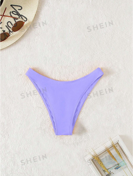 SHEIN Swim Summer Beach Plain Cheeky Bikini Bottom