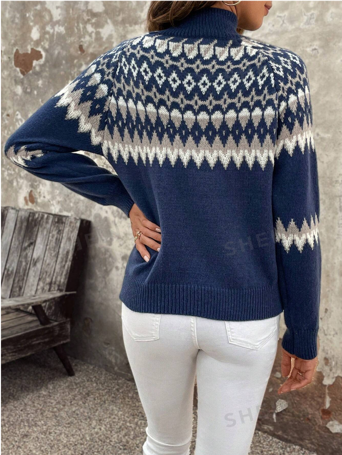 SHEIN Essnce Women's Fleece Sweater (Random Plaid Colors