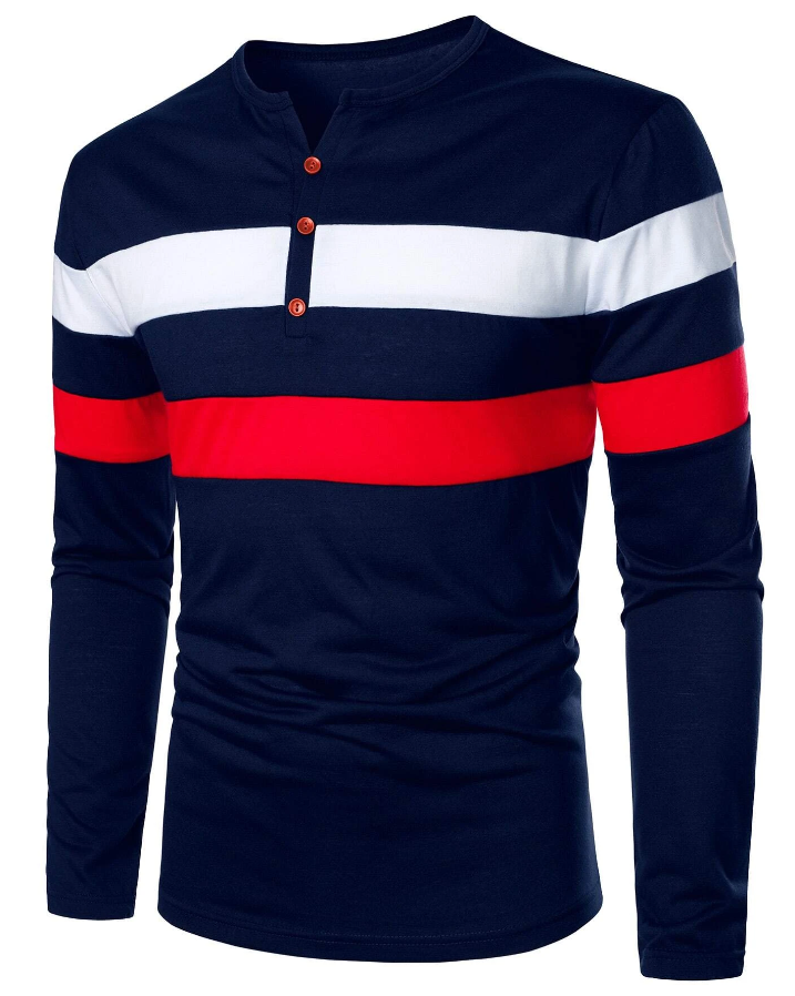 Manfinity Homme Men Color Block Notch Neck Tee