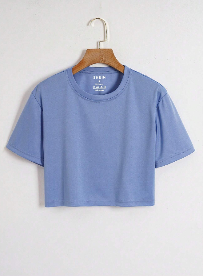 SHEIN EZwear Solid Crop Tee