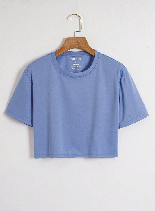 SHEIN EZwear Solid Crop Tee
