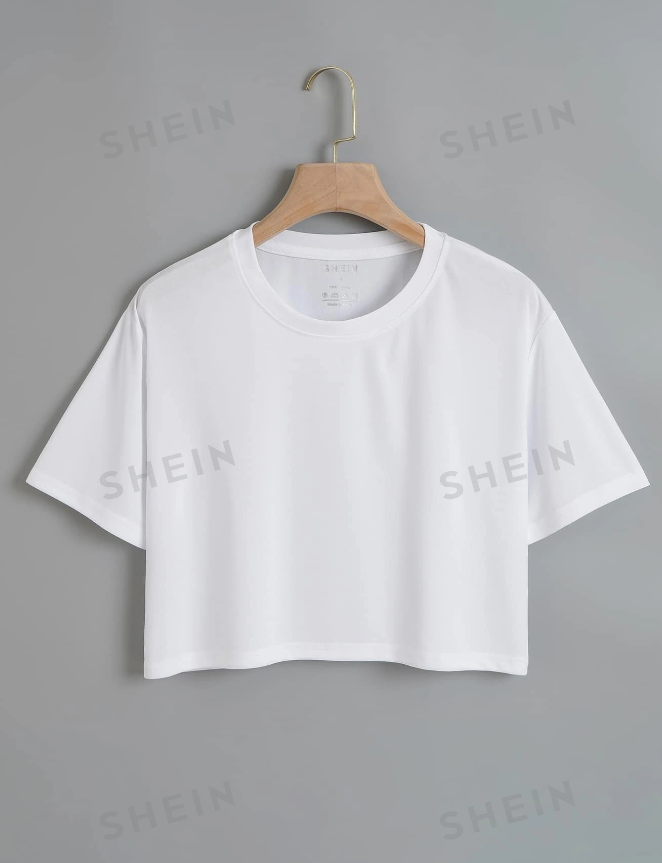 SHEIN EZwear Solid Crop Tee