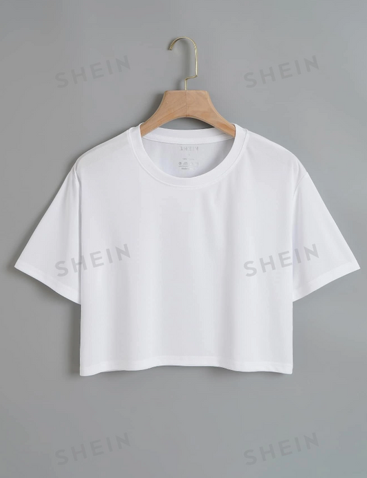SHEIN EZwear Solid Crop Tee
