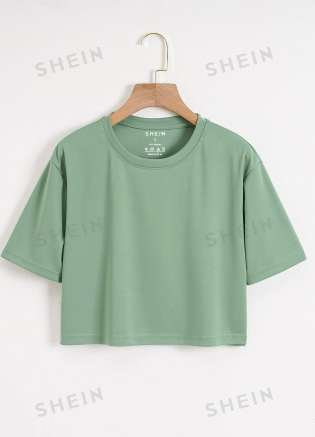 SHEIN EZwear Solid Crop Tee