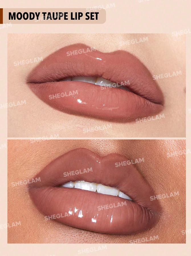 SHEGLAM Soft 90's Glam Lip Liner And Lip Duo Set-Moody Taupe Lip