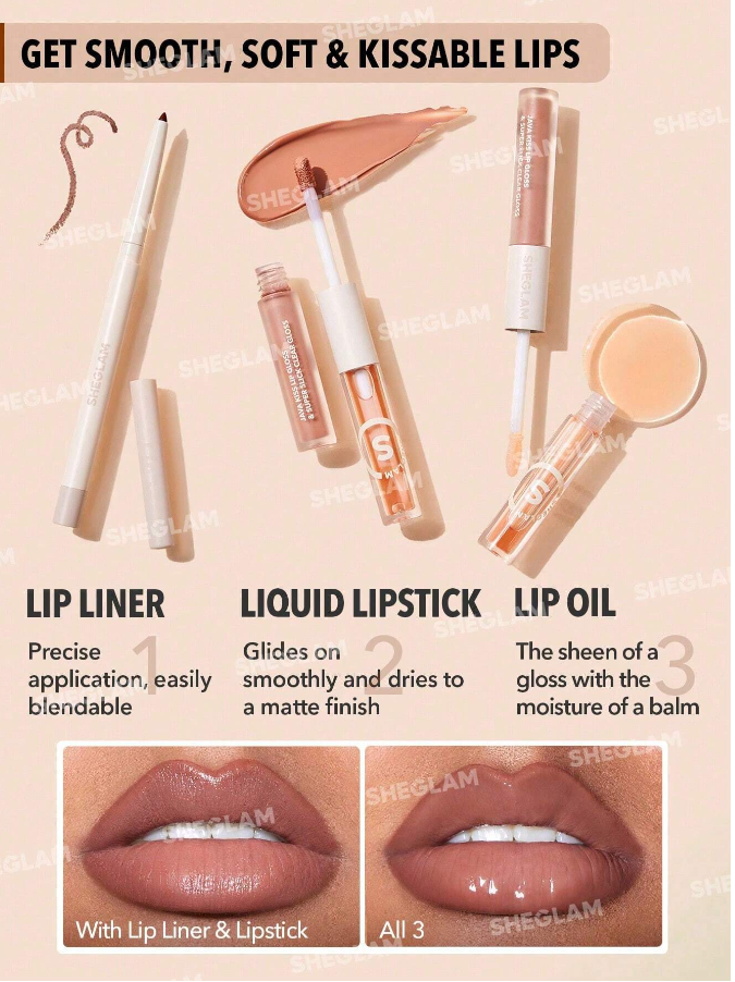 SHEGLAM Soft 90's Glam Lip Liner And Lip Duo Set-Moody Taupe Lip