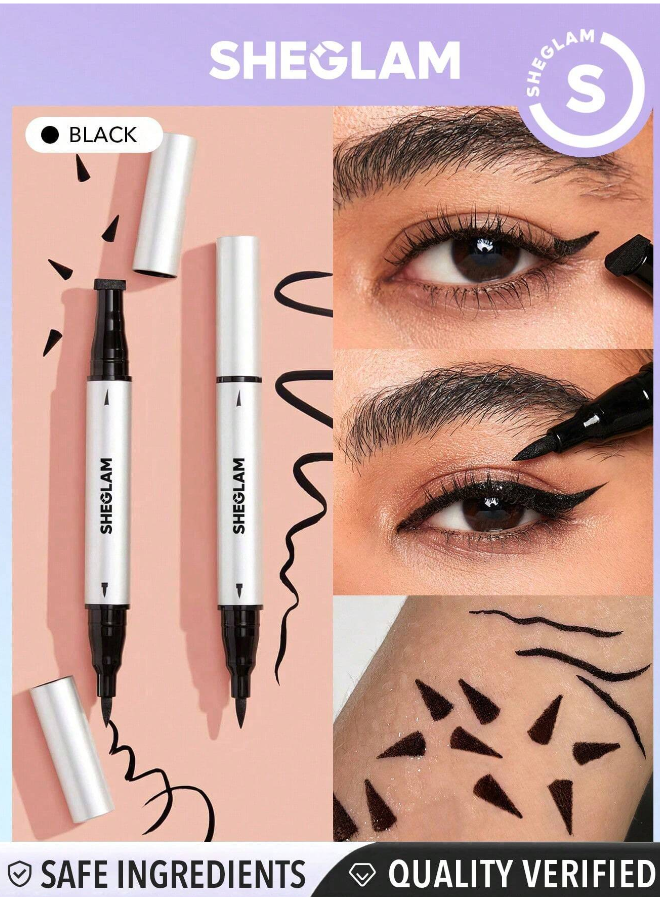 SHEGLAM Wing It Waterproof Liner Duo - Black 2 In 1 Waterproof Liquid Eyeliner