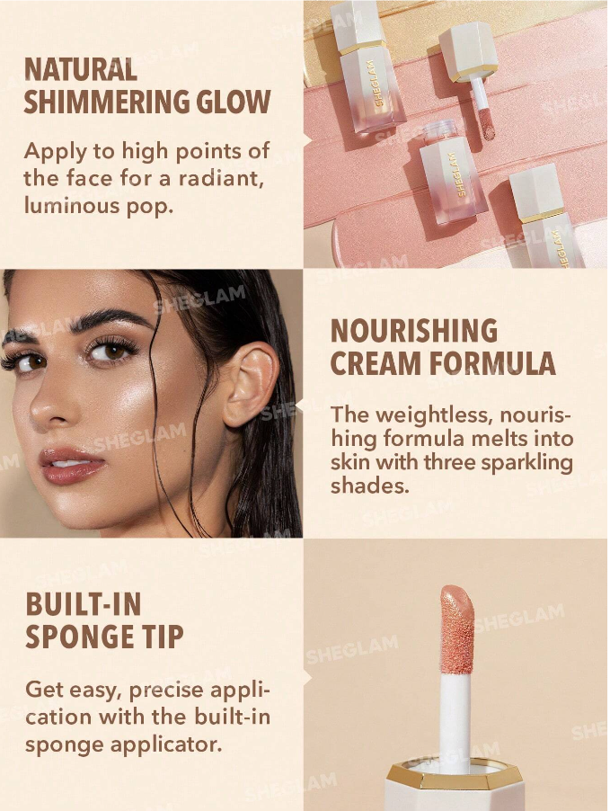 SHEGLAM Glow Bloom Liquid Highlighter-Bellini Brunch Gel Cream Highlighter