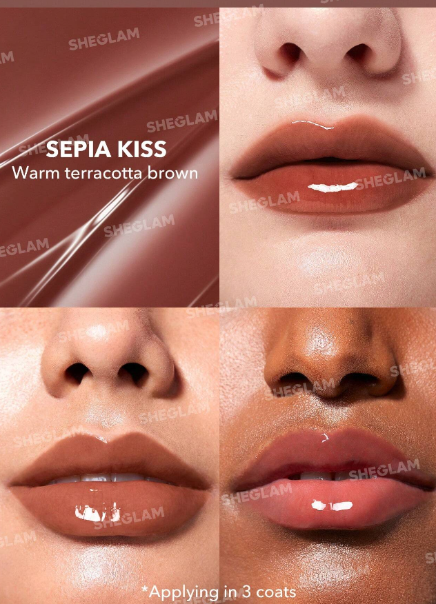 SHEGLAM Pout-Perfect Shine Lip Plumper-Sepia Kiss Moisturizing Plumping