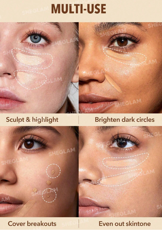 SHEGLAM Perfect Skin High Coverage Concealer-Nude 20 Shades Liquid